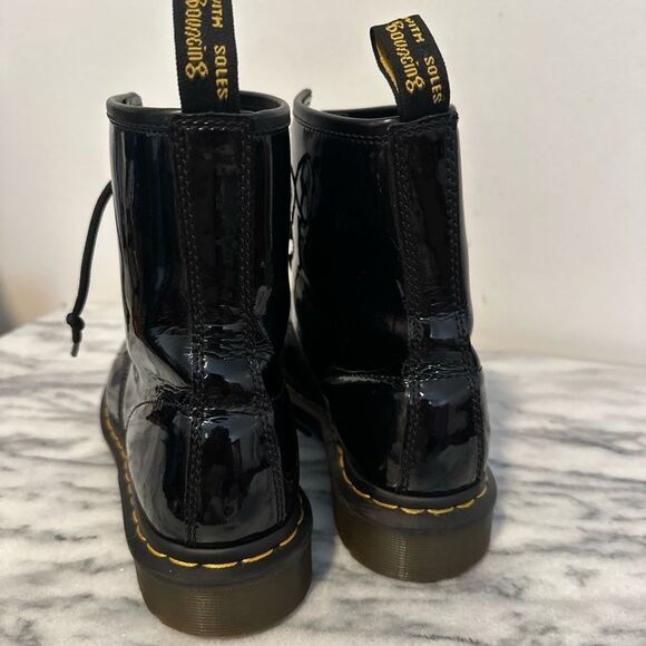 Dr Martens 1460 Black Patent Leather Lace-Up moto combat Boots size 9 women - Picture 4 of 15